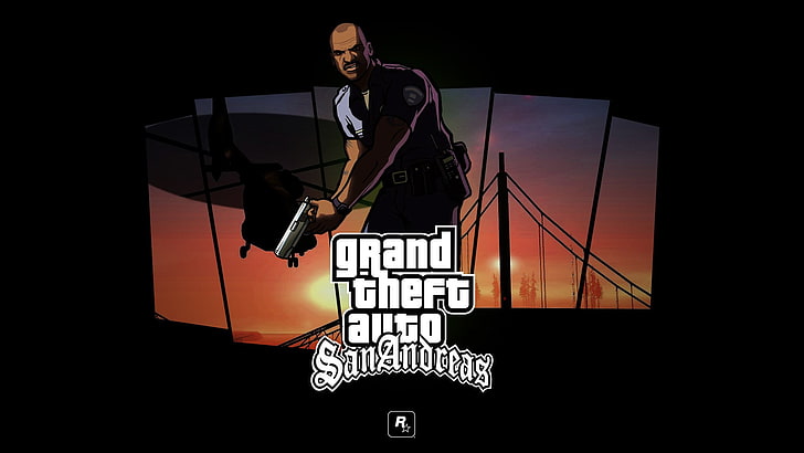 black and white wall decor, Grand Theft Auto San Andreas, Rockstar Games, video games, PlayStation 2, HD wallpaper