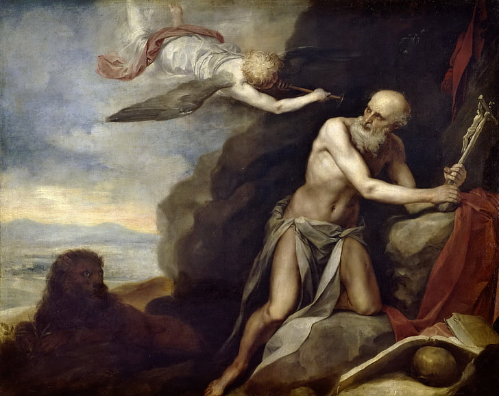 quadro, religione, mitologia, Alonso Cano, Il penitente San Girolamo, Sfondo HD