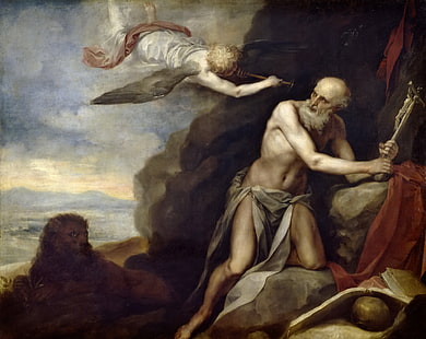 картина, религия, мифология, Алонсо Кано, кающийся святой Иероним, HD обои HD wallpaper