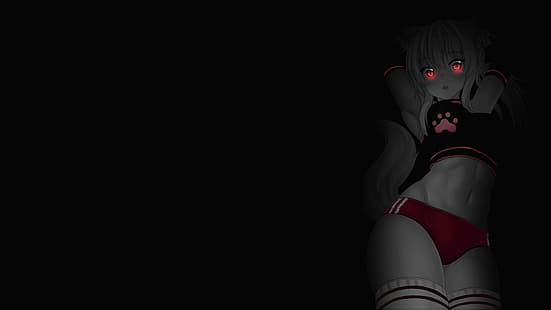  selective coloring, simple background, dark background, black background, anime girls, HD wallpaper HD wallpaper