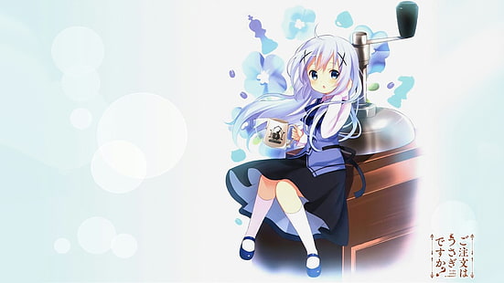 Ilustración de personaje de anime femenino, chicas de anime, Gochuumon wa Usagi Desu ka ?, Kafuu Chino, Fondo de pantalla HD HD wallpaper