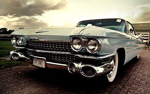 Американские автомобили, старый автомобиль, Cadillac, Cadillac DeVille, винтажный автомобиль, крупным планом, HD обои HD wallpaper
