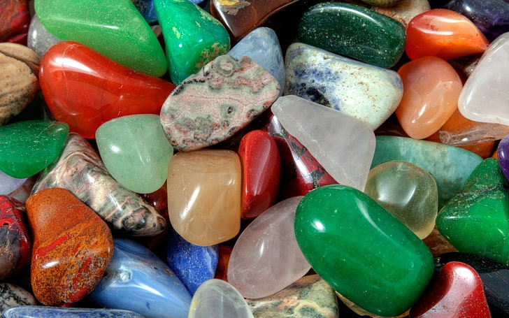 assorted gemstones, macro, stones, colored, minerals, HD wallpaper