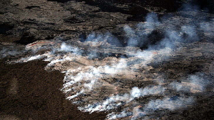 화산 용암 HD, 화산, 자연, 화산, 용암의 항공 사진, HD 배경 화면