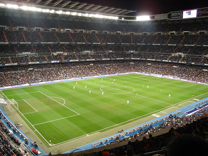 football stadium, football, Spain, stadium, real, Madrid, bernabeu, Santiago, bernabeo, HD wallpaper
