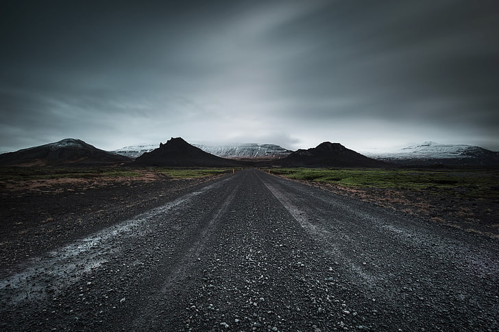dark, sky, dirt road, landscape, HD wallpaper