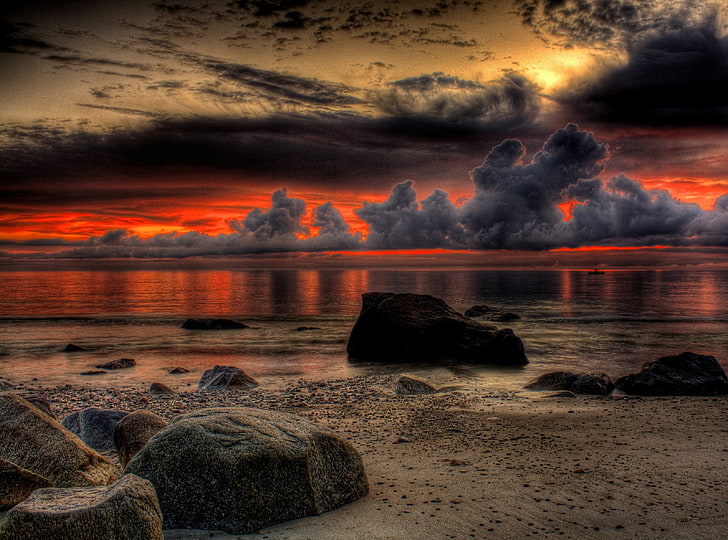 Dramatic Breathtaking Sunset, seashore illustration, Nature, Beach, Sunset, Dramatic, Breathtaking, HD wallpaper
