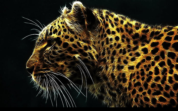 Cheetah digital wallpaper, Fractalius, animals, leopard (animal), digital art, artwork, HD wallpaper