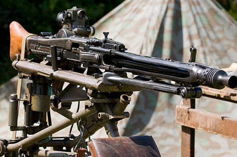 senapan hitam, senjata, perang, senapan mesin, Jerman, dunia, Kedua, kali, MG 42, tunggal, (Senapan mesin 42), Wallpaper HD HD wallpaper
