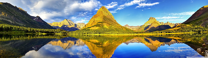бурые горы и водоем, горы, озеро, отражение, пейзаж, природа, HD обои