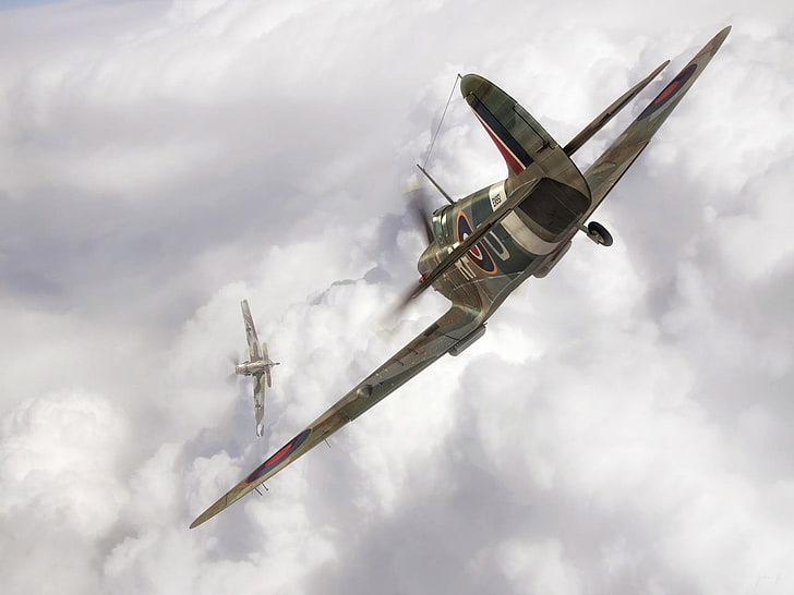 Perang Dunia II, militer, pesawat, pesawat militer, Inggris, pesawat terbang, spitfire, Supermarine Spitfire, Royal Airforce, Wallpaper HD