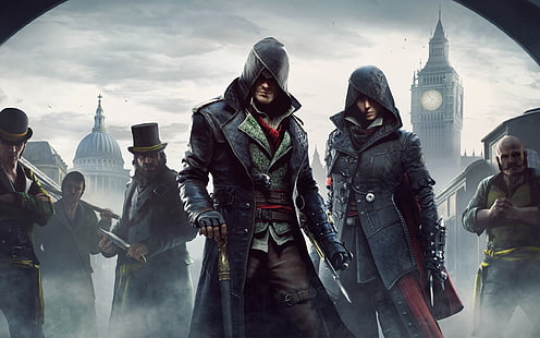 póster del juego, fondo de pantalla digital de Assassin's Creed Syndicate, Assassin's Creed Syndicate, Assassin's Creed, Fondo de pantalla HD HD wallpaper