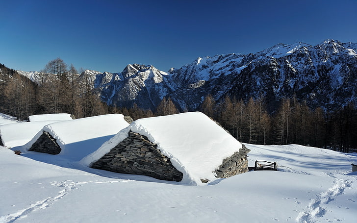 Casas cubiertas de nieve HD fondos de pantalla descarga gratuita |  Wallpaperbetter