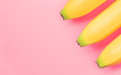Желтый банан фрукты еда розовый фон, HD обои HD wallpaper