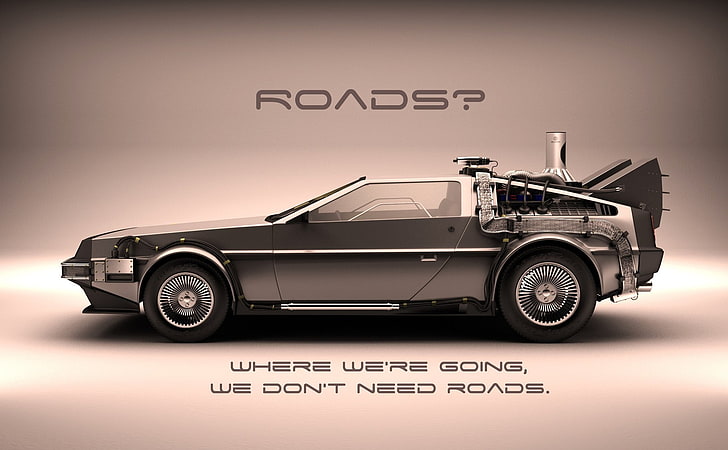 gray car, Back to the Future, DeLorean, movies, quote, car, vehicle, typography, HD wallpaper