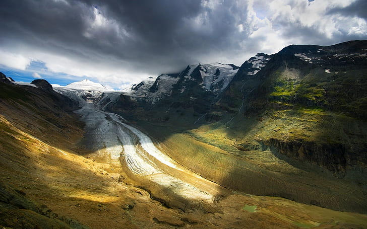glaciers, montagnes, nature, nuages, paysage, Fond d'écran HD