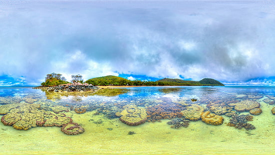 Naigani Fiji Coral Island Tasman Sea Sea Landscape Beautiful Nature Hd Papéis de parede para telefones móveis Tablet E Laptop 2560 × 1440, HD papel de parede HD wallpaper