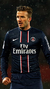 David Beckham Footballer, męska niebieska koszulka Fly Emirates, sport, piłka nożna, Tapety HD HD wallpaper