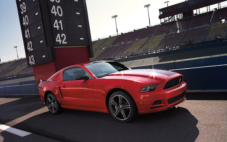 2014 Ford Mustang GT, red sports car, ford, mustang, 2014, cars, HD wallpaper
