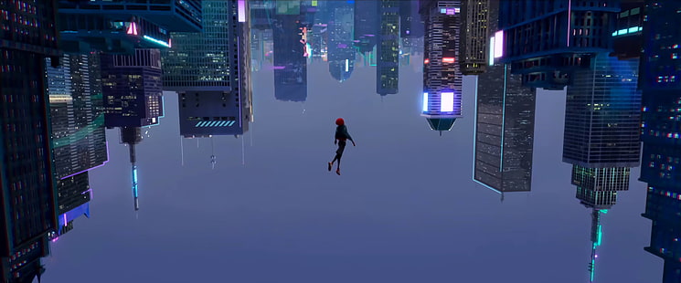 ilustrasi Spider-Man jatuh, Spider-Man, Miles Morales, Spider-Man: Into the Spider-Verse, Wallpaper HD HD wallpaper