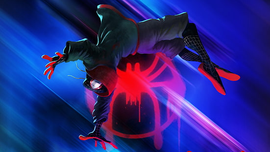 Spider-Man: Into the Spider-Verse, Miles Morales, filmy animowane, Marvel Comics, Spider-Man, Tapety HD HD wallpaper