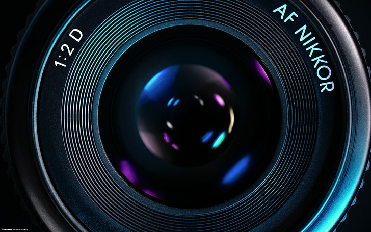 obiettivo nero Nikon DSLR, macchina fotografica, primo piano, obiettivo, Sfondo HD