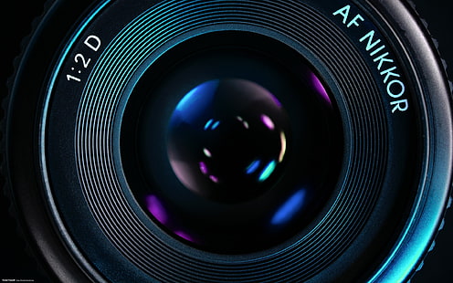 черен обектив на DSLR фотоапарат Nikon, камера, близък план, обектив, HD тапет HD wallpaper