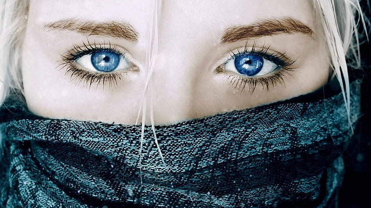 青い目、女性、顔、金髪、 HDデスクトップの壁紙