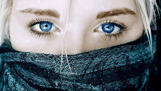 blue eyes, women, face, blonde, HD wallpaper HD wallpaper