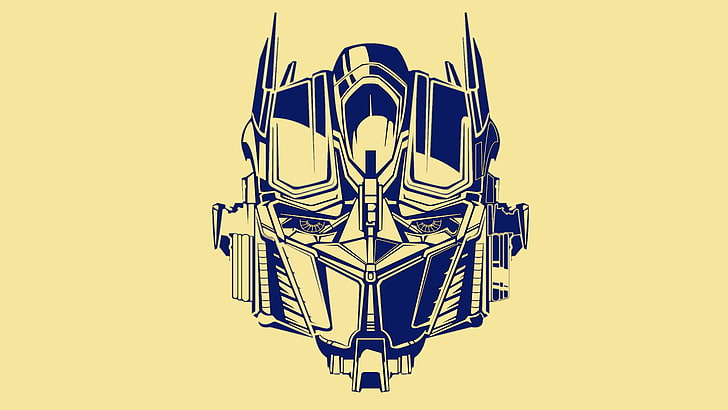 Скица на главата на Optimus Prime, жълто, синьо, трансформатори, HD тапет