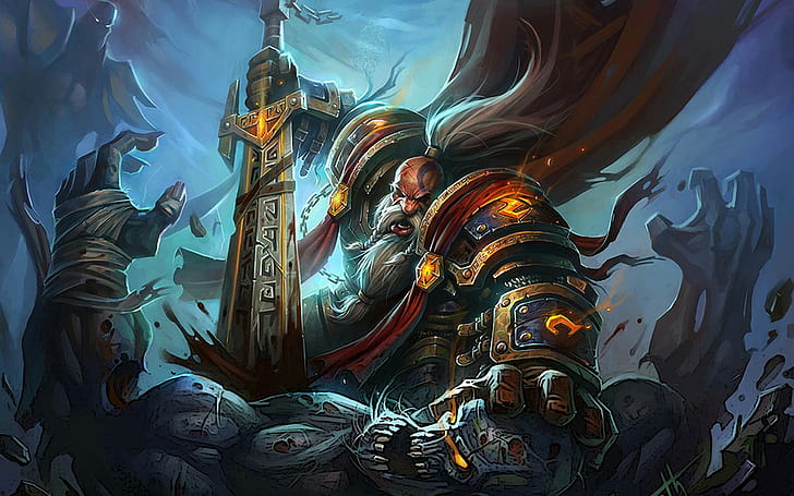 Dwarf warrior, dwarf, World of Warcraft, drawing, warrior, colorful, dwarfs, Warcraft, HD wallpaper