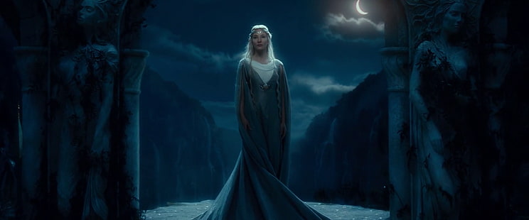 Sarışın, Cate Blanchett, elfler, Galadriel, mehtap, Hobbit: Beklenmedik Yolculuk, HD masaüstü duvar kağıdı HD wallpaper
