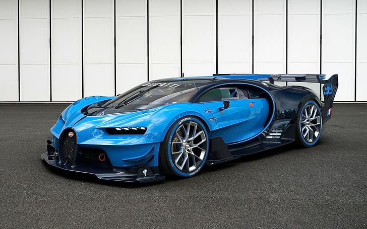 Blue Cars, Bugatti Veyron, Bugatti Vision Gran Turismo, auto, veicolo, Sfondo HD