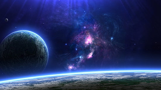 Tapeta planeta Ziemia, przestrzeń kosmiczna, sztuka kosmiczna, planeta, Tapety HD HD wallpaper