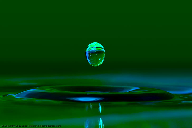droplet of water, Single, water droplet, water  droplet, green  egg, drip, ripple, nature, drop, liquid, green Color, environment, raindrop, water, rain, wet, freshness, backgrounds, close-up, sphere, bubble, macro, abstract, HD wallpaper