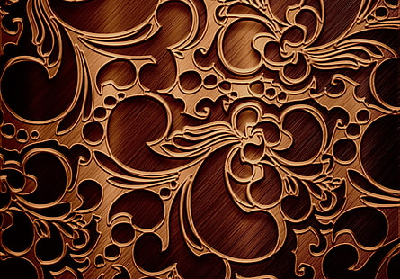 tekstil bunga coklat dan krem, pola, tekstur, ranting, warna cokelat, Wallpaper HD HD wallpaper