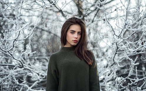 зима, женщины на природе, модель, Marlen Valderrama Alvaréz, женщины, на природе, HD обои HD wallpaper