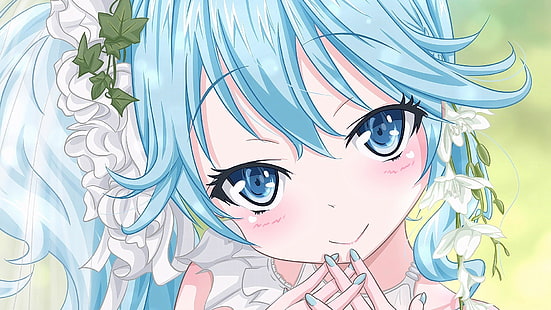 Anime, Anime Girls, Denpa Onna zu Seishun Otoko, Touwa Erio, blaues Haar, blaue Augen, Lächeln, Betrachter ansehend, HD-Hintergrundbild HD wallpaper