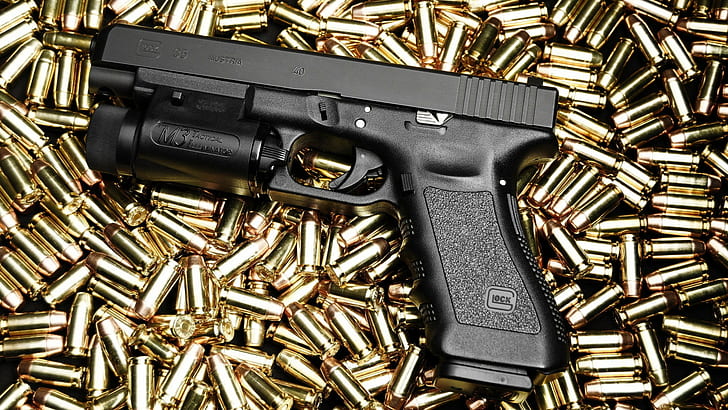 fotografia, 1920x1080, Glock, pistola, arma, munizioni, Sfondo HD