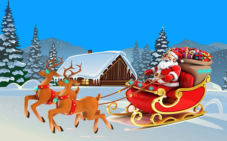 Selamat Tahun Baru Kartu Natal Santa Claus Dan Lapland 4k Ultra Hd Wallpaper Desktop Untuk Komputer Laptop Tablet Dan Ponsel 3840 × 2400, Wallpaper HD