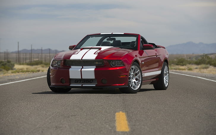 2013 Ford Mustang Shelby GT350, red and white convertible coupe, ford, shelby, mustang, 2013, gt350, cars, HD wallpaper