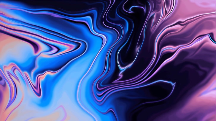 blue, purple, digital art, fractal art, electric blue, line, pattern, graphics, art, texture, liquid, HD wallpaper