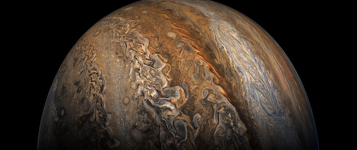 planet coklat dan krem, Jupiter, NASA, luar angkasa, planet, Wallpaper HD