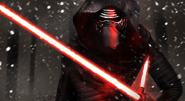 Кило Рен в маске с красным световым мечом, Кило Рен, Звездные войны, HD обои