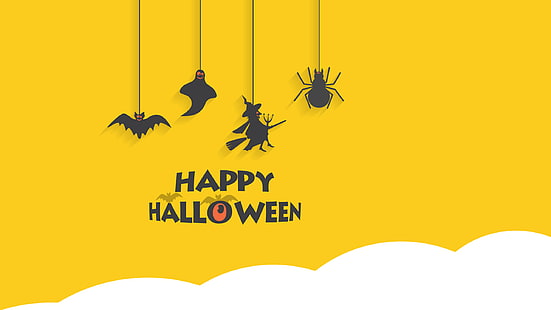 Yellow, Happy Halloween, Minimal, HD wallpaper HD wallpaper
