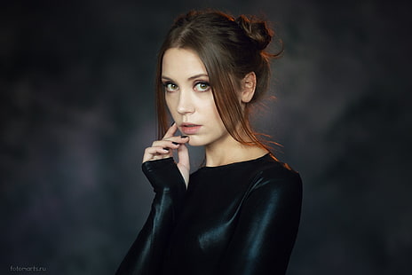 kobiety, Ksenia Kokoreva, portret, pomalowane paznokcie, twarz, Tapety HD HD wallpaper