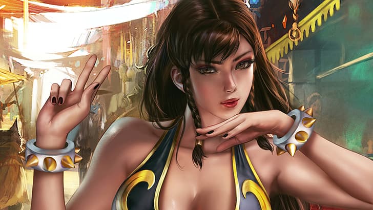 Чунь Ли, Street Fighter, персонажи видеоигр, женщина-воин, произведение искусства, HD обои