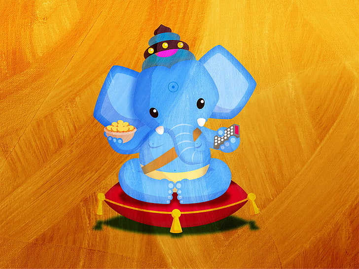 Cute Ganesha, blue Ganesha illustration, God, Lord Ganesha, hindu, ganesha, lord, HD wallpaper