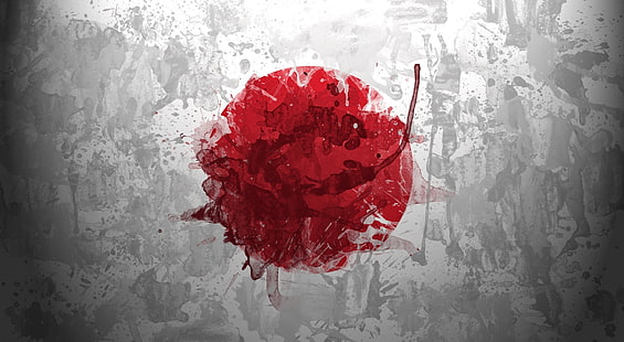 Bandiera del Giappone, bandiera del Giappone pittura, artistico, grunge, Giappone, bandiera, Sfondo HD HD wallpaper