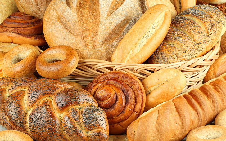 pães marrons, compras, cozimento, pão, pão, pretzels, secos, HD papel de parede